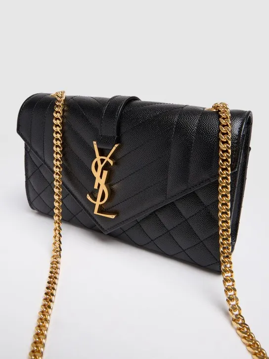 Saint Laurent   Small envelope quilted grain leather bag 