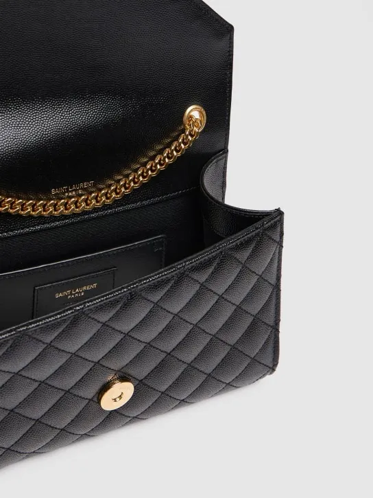 Saint Laurent   Small envelope quilted grain leather bag 