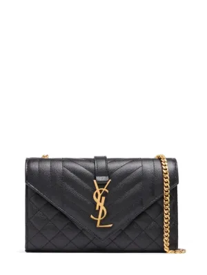 Saint Laurent   Small envelope quilted grain leather bag 