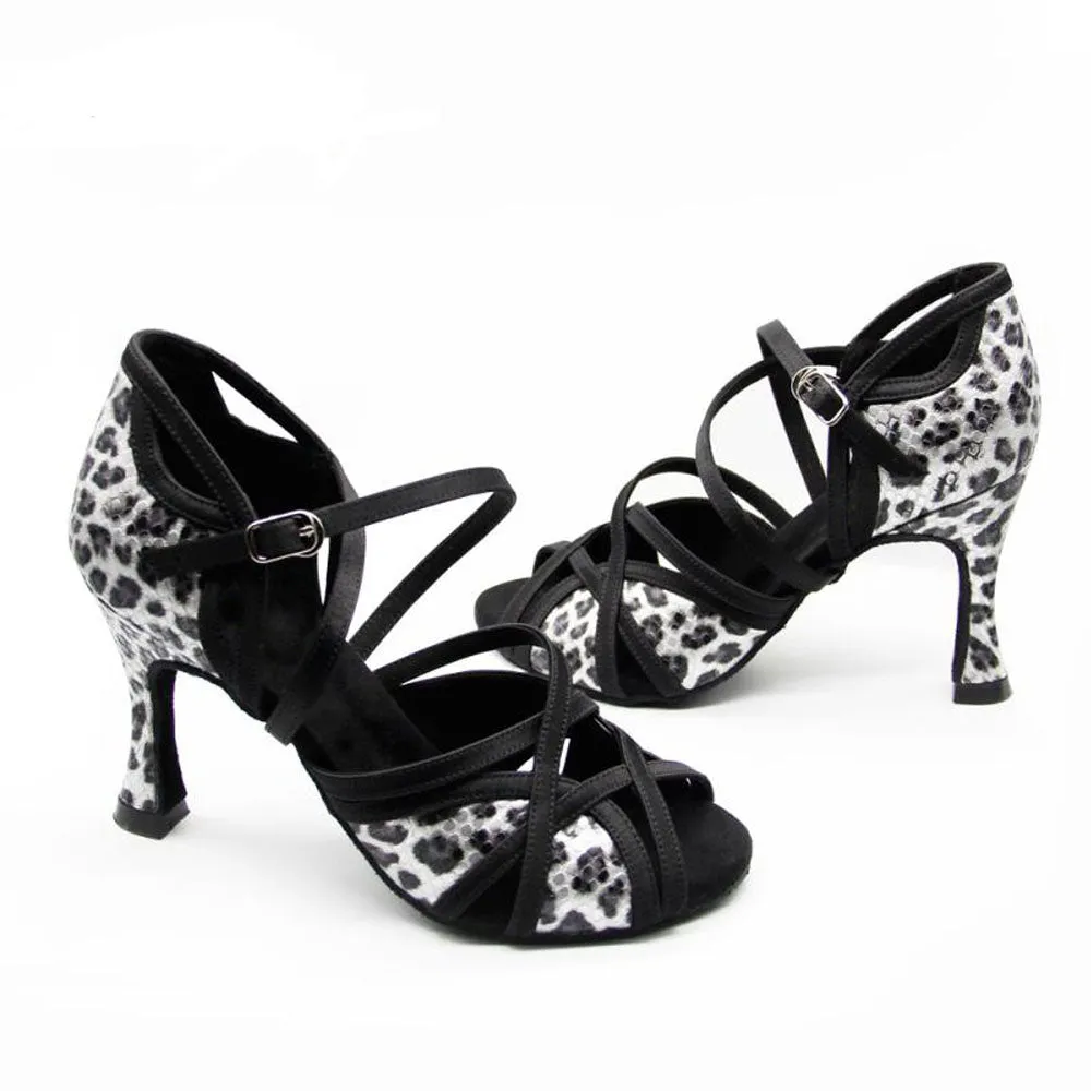 Salsa Bachata Dance Shoes Comfortable Leopard Print