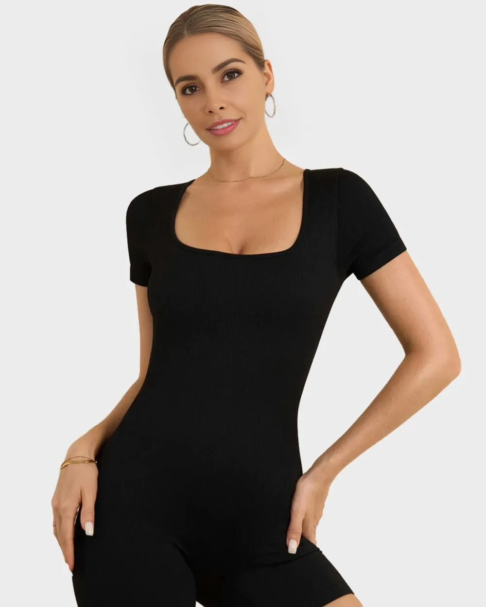 SheCurve® Basic Snatched T-Sleeve Romper