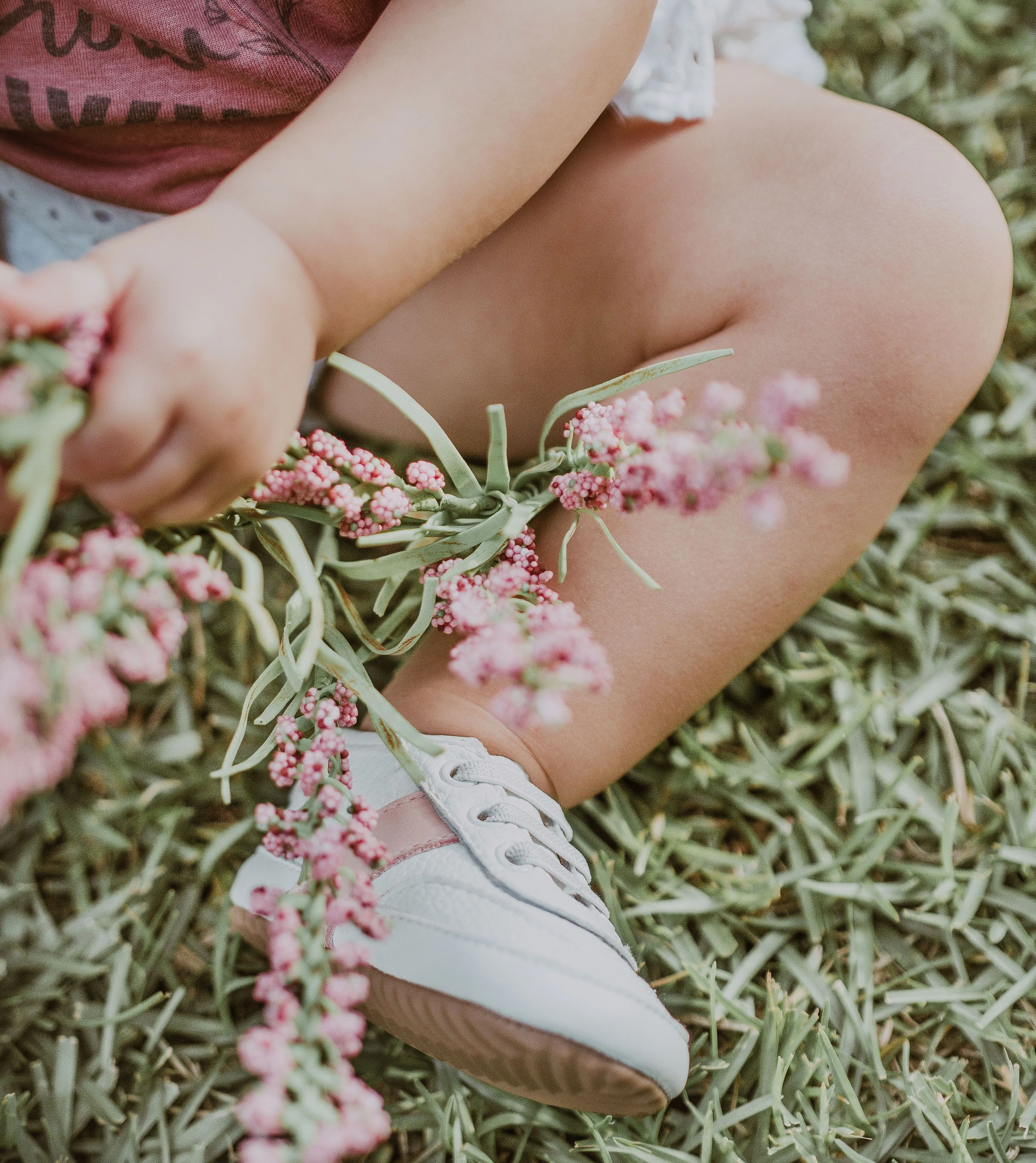 White and Pink Love Bug Sneaker