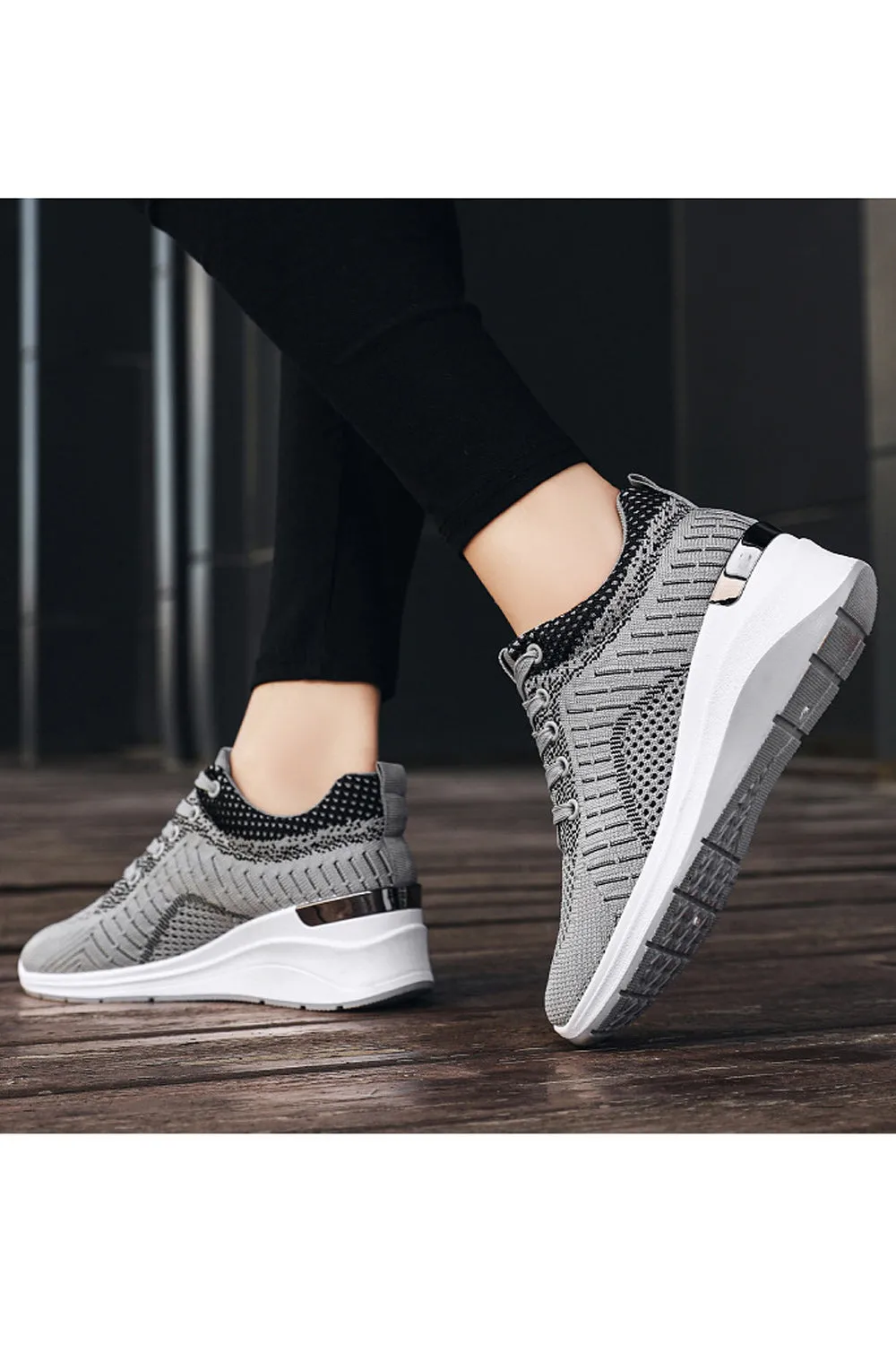 Women Pretty Solid Colored Flat Rubber Surface Restful Inner Collar Comfortable Mesh Round Head Sneaker Shoes - WSA109806