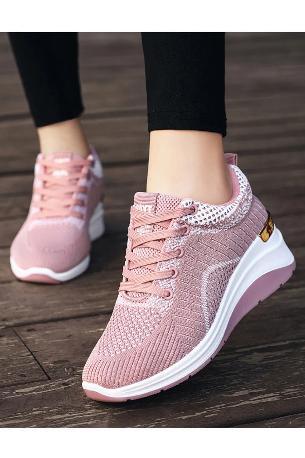 Women Pretty Solid Colored Flat Rubber Surface Restful Inner Collar Comfortable Mesh Round Head Sneaker Shoes - WSA109806