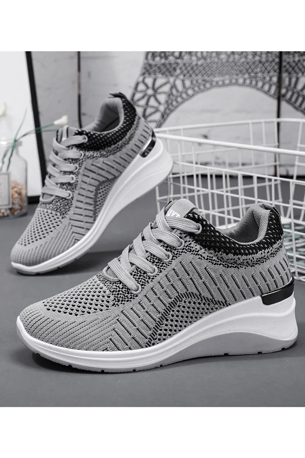 Women Pretty Solid Colored Flat Rubber Surface Restful Inner Collar Comfortable Mesh Round Head Sneaker Shoes - WSA109806