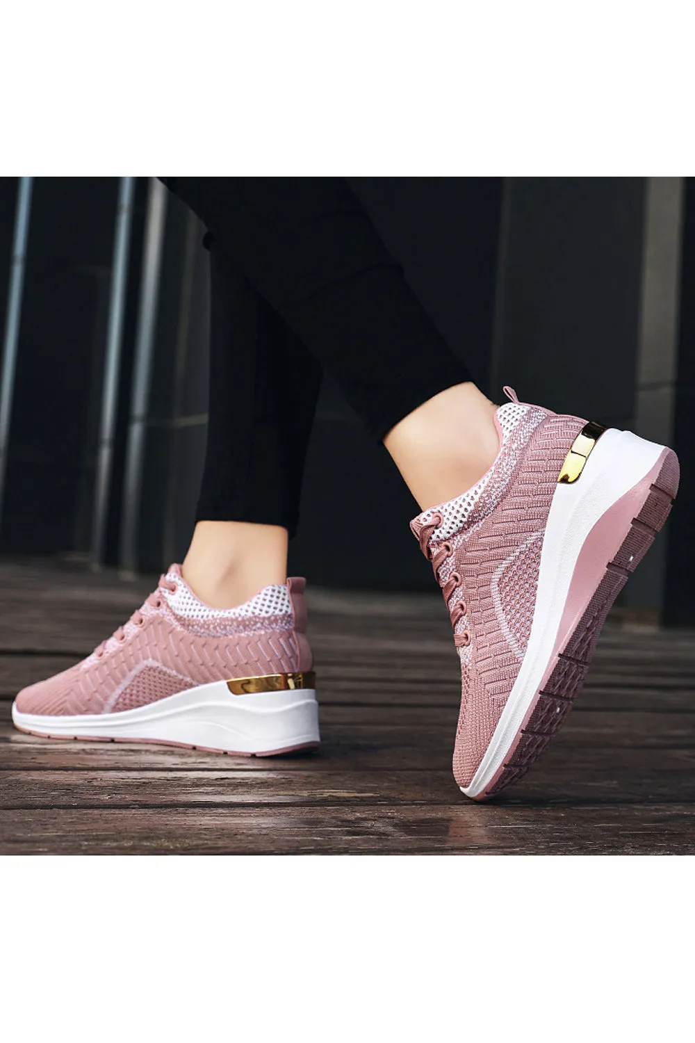 Women Pretty Solid Colored Flat Rubber Surface Restful Inner Collar Comfortable Mesh Round Head Sneaker Shoes - WSA109806