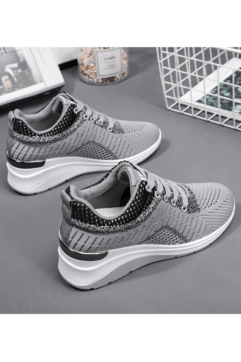 Women Pretty Solid Colored Flat Rubber Surface Restful Inner Collar Comfortable Mesh Round Head Sneaker Shoes - WSA109806