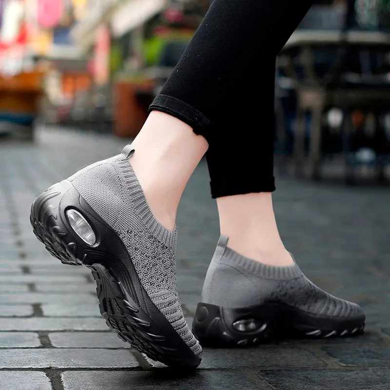 Women's air cushion elastic slip resistant leisure sneakers