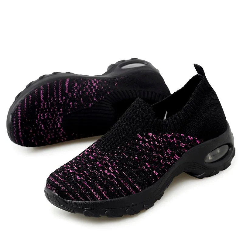 Women's air cushion elastic slip resistant leisure sneakers